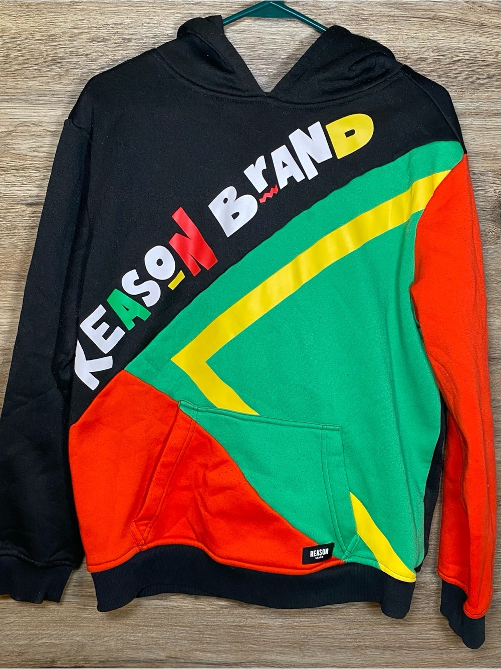 Men's Reason Hoodie Size Medium South African Flag Colorblock Pullover Sweater